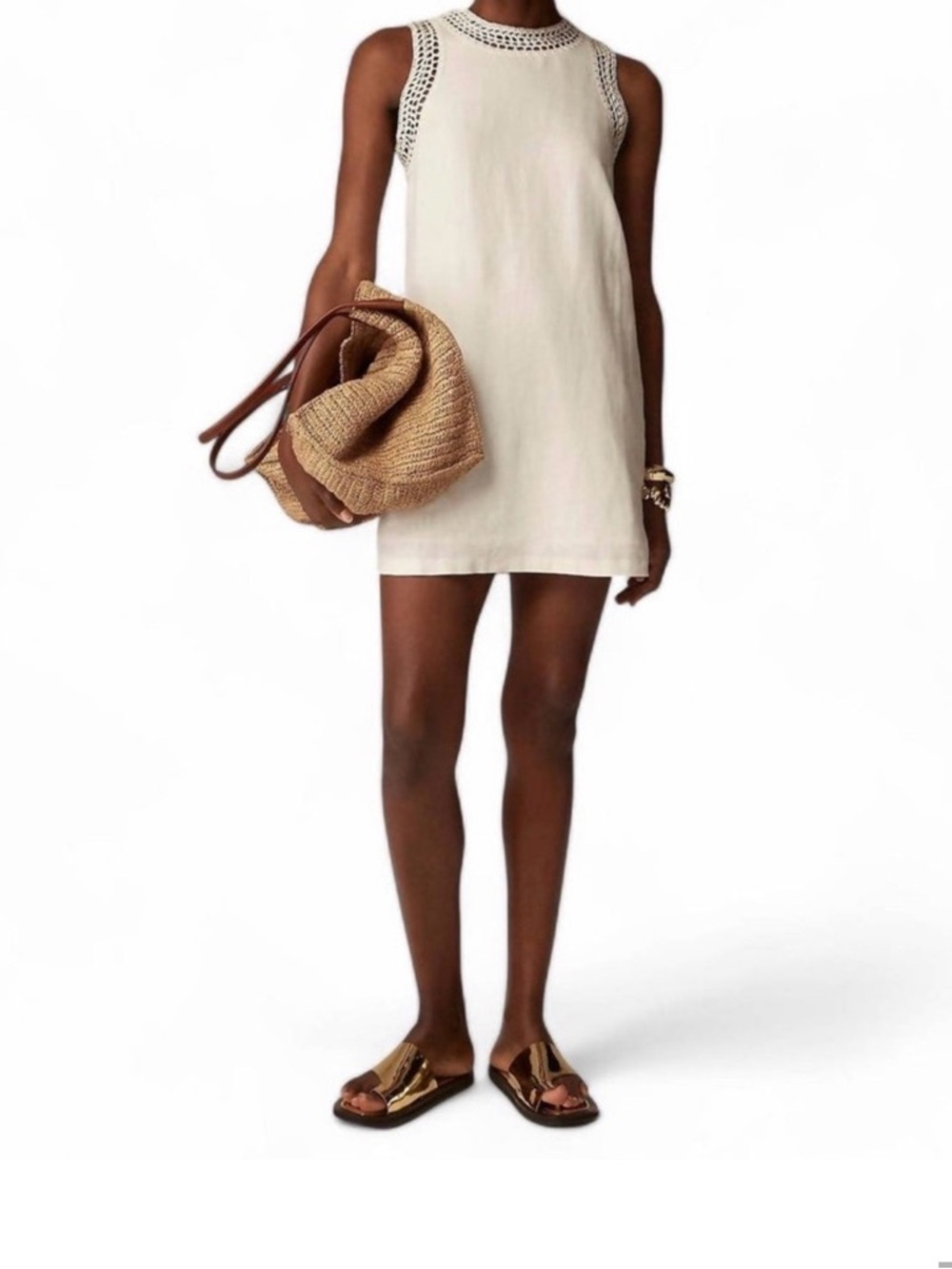 J. Crew Maxine Crochet-Trim Sleeveless Linen Shift Dress